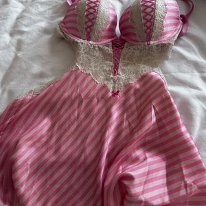 Pink stripe Victoria secret baby doll 2016 fashion show limited edition